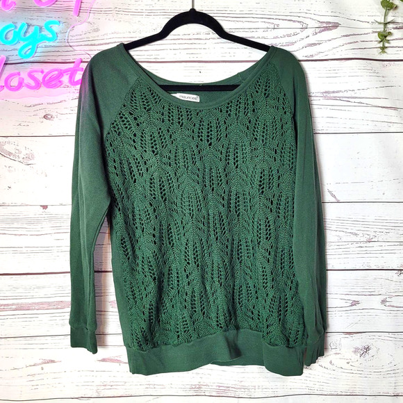 Maurices Sweaters - Maurices Green Crochet Long Sleeve Pullover Boho Sweater Womans Plus Size 0x